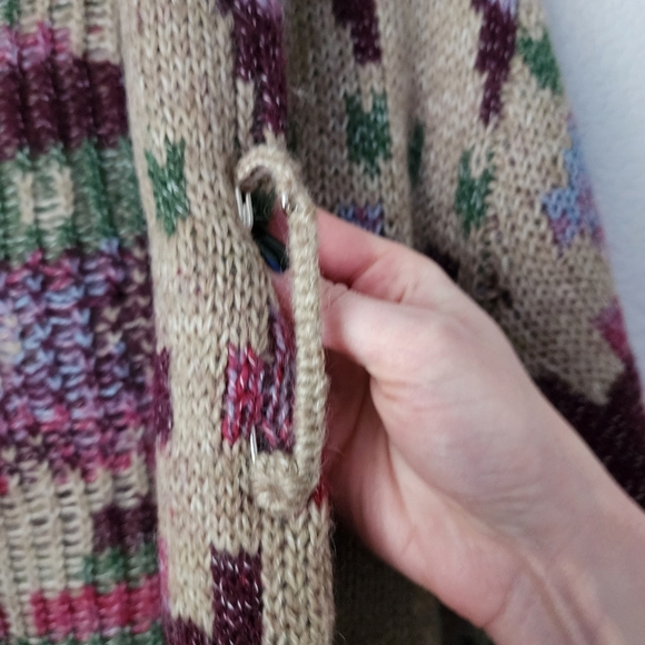 J.JILL Aztec Lenox Hooded 2 pocket knit Cardigan Topper Sweater Jacket M - Picture 8 of 9